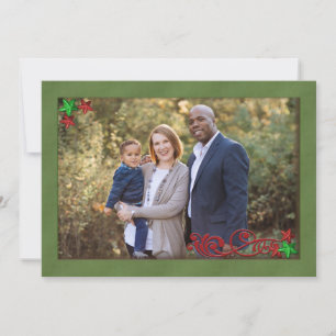 Cartes Pour Fêtes Annuelles Étoiles scintillantes et photo de Noël encadrée de