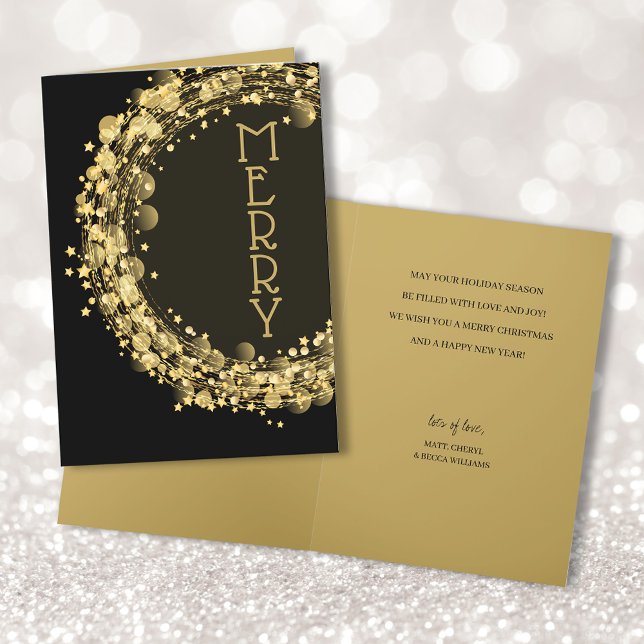 Cartes Pour Fêtes Annuelles Étoiles sur Noir Joyeux Noël (Créateur téléchargé)