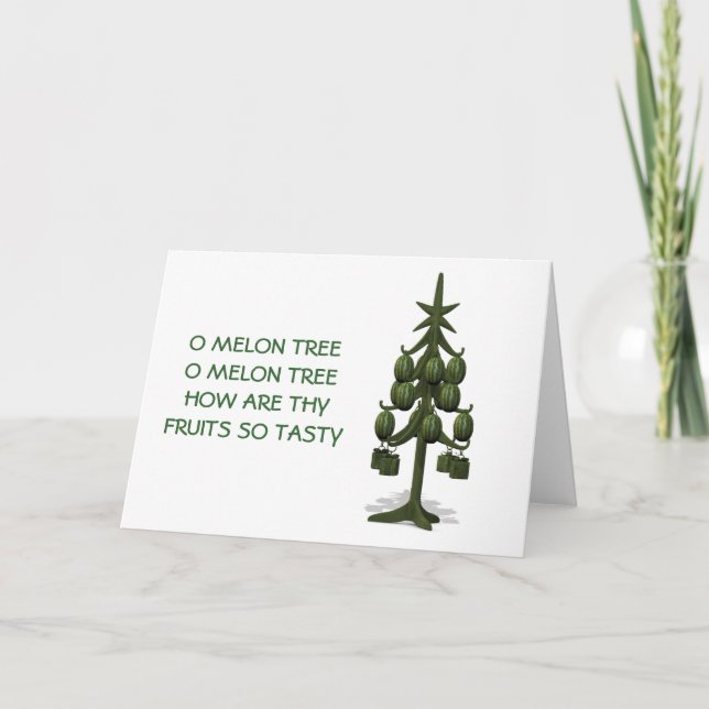 Cartes Pour Fêtes Annuelles Etrange pastèque Arbre de Noël (Devant)