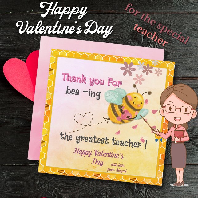 Cartes Pour Fêtes Annuelles Être le plus grand enseignant Pink Valentines Day (Being the greatest Teacher Pink Valentines Day Holiday Card)
