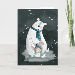 Cartes Pour Fêtes Annuelles Étreinte d'ours blanc
