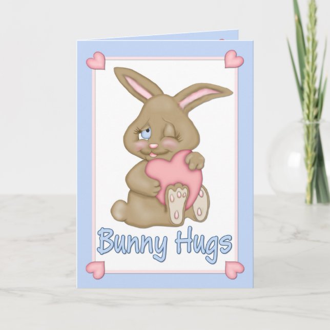 Cartes Pour Fêtes Annuelles Étreintes de lapin Pâques (Devant)
