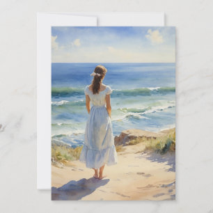 Cartes Pour Fêtes Annuelles Étude de l'aquarelle de plage C