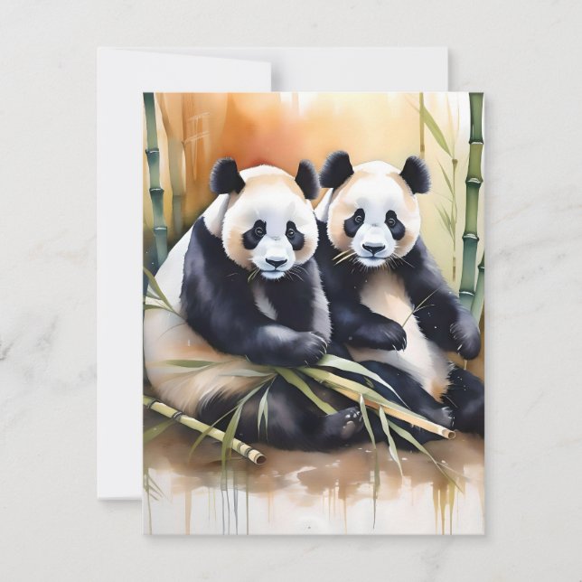 Cartes Pour Fêtes Annuelles Étude de l'ours de panda A - Aquarelles (Devant)