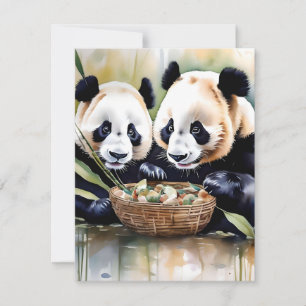 Cartes Pour Fêtes Annuelles Étude de l'ours de panda F - Aquarelles