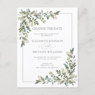 Cartes Pour Fêtes Annuelles Eucalyptus Botanique Sage Vert Changement La Date