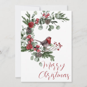 Cartes Pour Fêtes Annuelles Eucalyptus Joyeux oiseau de Noël