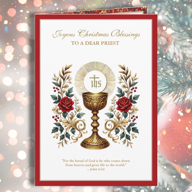 Cartes Pour Fêtes Annuelles Eucharistie catholique de Noël Roses rouges (Créateur téléchargé)