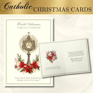 Cartes Pour Fêtes Annuelles Eucharistie de Noël catholique Poinsettia Floral