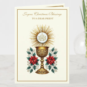 Cartes Pour Fêtes Annuelles Eucharistie de Noël catholique Poinsettia Floral
