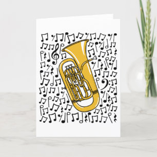 Cartes Pour Fêtes Annuelles Euphonium Musical Notes Musicien de laiton