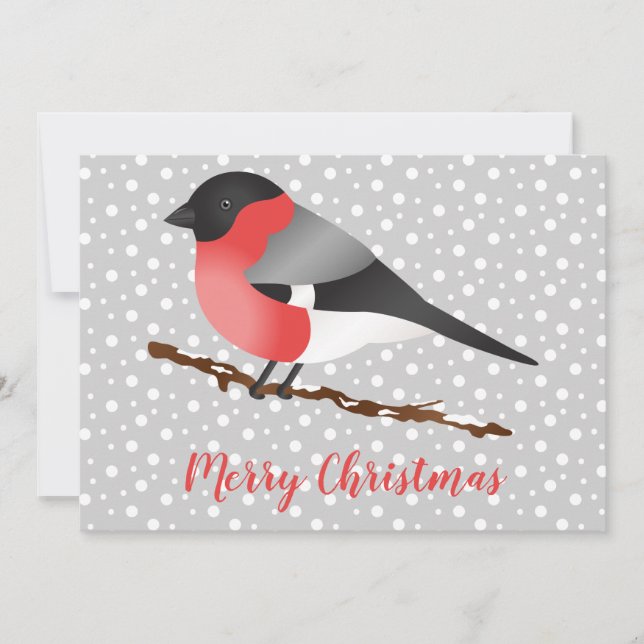 Cartes Pour Fêtes Annuelles Eurasie Bullfinch Bird Joyeux Noël personnalisé (Devant)