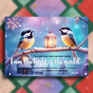 Cartes Pour Fêtes Annuelles Evangile de Jean Verse Oiseaux Noël chrétien