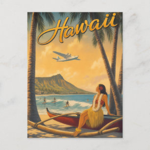 Cartes Pour Fêtes Annuelles Évasion Aloha de la fille Hula Hawaïenne vintage P