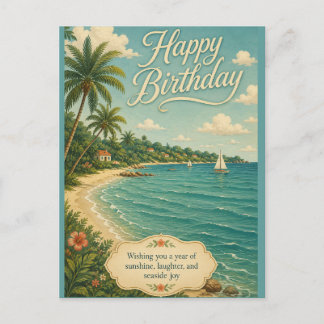 Cartes Pour Fêtes Annuelles Évasion d'anniversaire ensoleillée au bord de la m
