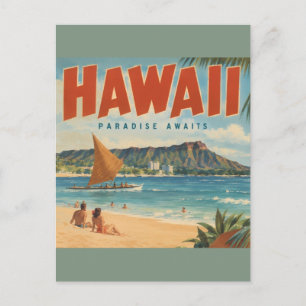 Cartes Pour Fêtes Annuelles Évasion paradisiaque vintage hawaïenne aloha