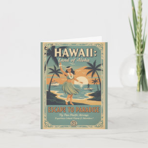 Cartes Pour Fêtes Annuelles Évasion vintage hawaïenne au pays de l'Aloha vers 