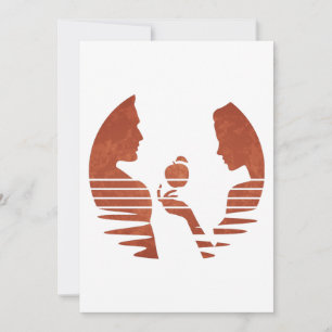 Cartes Pour Fêtes Annuelles Eve Met Une Pomme À Adam, Grunge Version 3/3