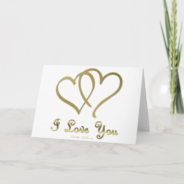 Cartes Pour Fêtes Annuelles Eventré Gold Hearts i Love You (Devant)