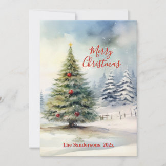 Cartes Pour Fêtes Annuelles Evergreen Pine Vintage Christmas Tree Card