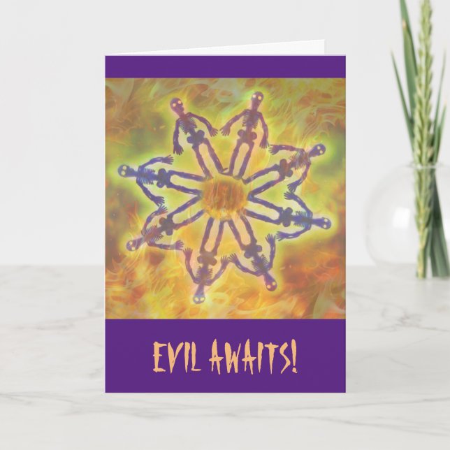 Cartes Pour Fêtes Annuelles Evil Fiery Skeleton Halloween (Devant)