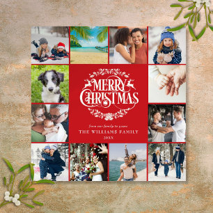 Cartes Pour Fêtes Annuelles Examen de l'année en 12 photos Joyeux Noël Élégant