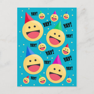 Cartes Pour Fêtes Annuelles Excité Happy YAY Emojis dans les Casquettes du par