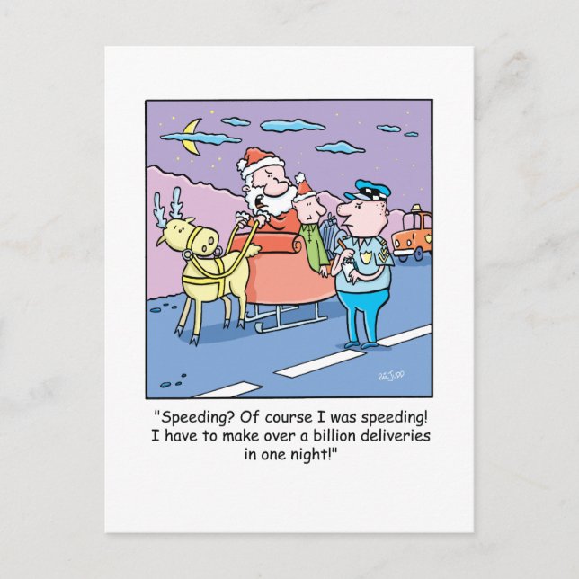 Cartes Pour Fêtes Annuelles Expédier attrapé par Père Noël de bande dessinée (Devant)