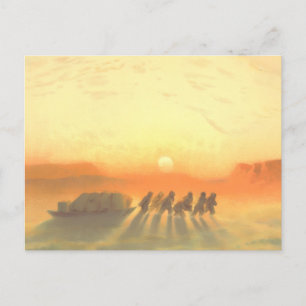 Cartes Pour Fêtes Annuelles Expédition de traîneau arctique Lithographie du so