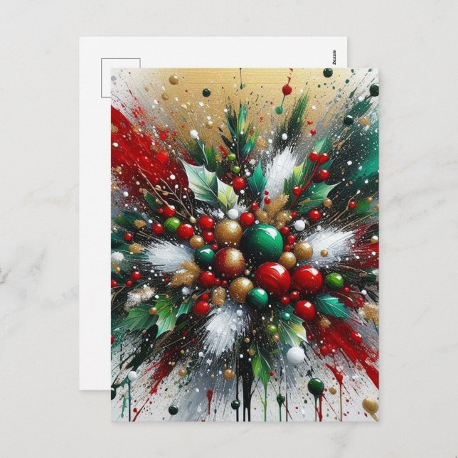 Cartes Pour Fêtes Annuelles Explosion de Noël / Éclats blancs (Devant / Derrière)