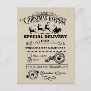 Cartes Pour Fêtes Annuelles Express de Noël Livraison spéciale Nice Liste