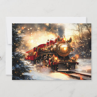 Cartes Pour Fêtes Annuelles Express du train de Noël vintage Nuit Neige