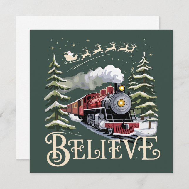 Cartes Pour Fêtes Annuelles Express polaire cadeau de Noël croire Noël hiver (Devant / Derrière)