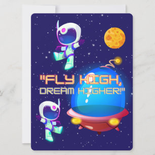 CARTES POUR FÊTES ANNUELLES EXTRA-TERRESTRE, UNIVERS, FUSÉE, PLANÈTE ET ASTRON