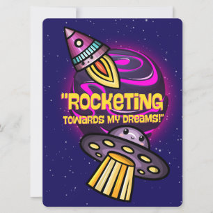 CARTES POUR FÊTES ANNUELLES EXTRA-TERRESTRE, UNIVERS, FUSÉE, PLANÈTE ET ASTRON