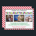 Cartes Pour Fêtes Annuelles Extraordinaire amusant Trois Photo Inclusive Whims<br><div class="desc">Cette carte de vacances amusante comporte trois photos et une légende humoristique politiquement correcte : "Je vous souhaite une fabuleuse NoëlSolsticHanukKwanzaa !" - mélangeant les mots Noël, Solstice, Hanoukka et Kwanzaa en un long mot drôle. L'arrière - plan est rouge et rayé de bonbons blancs et il y a un...</div>
