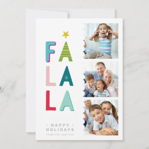 Cartes Pour Fêtes Annuelles FA LA 3 PHOTO festive amusant enfants coloré lumin