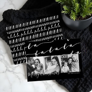 Cartes Pour Fêtes Annuelles FA LA Black & White Typographie de Noël