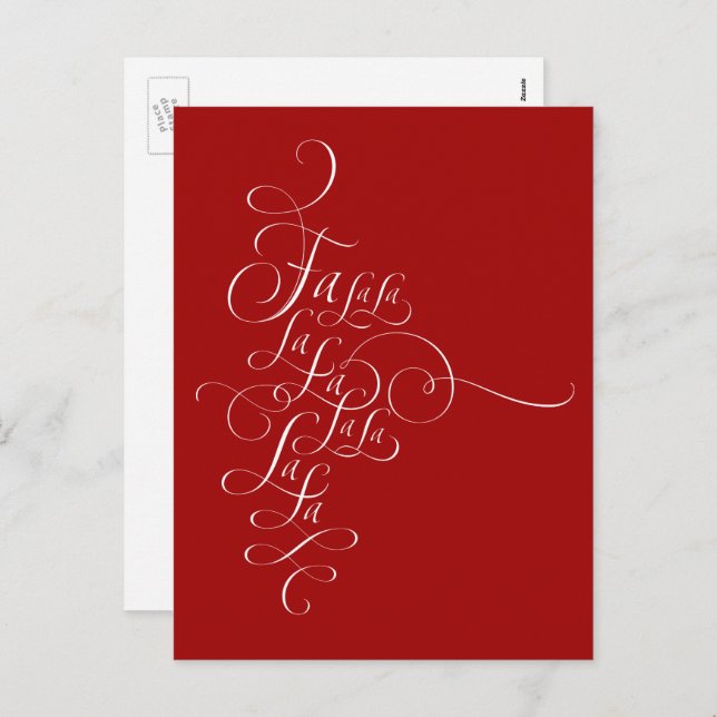 Cartes Pour Fêtes Annuelles Fa la la - Calligraphie de Noël - Deck the Halls (Devant / Derrière)