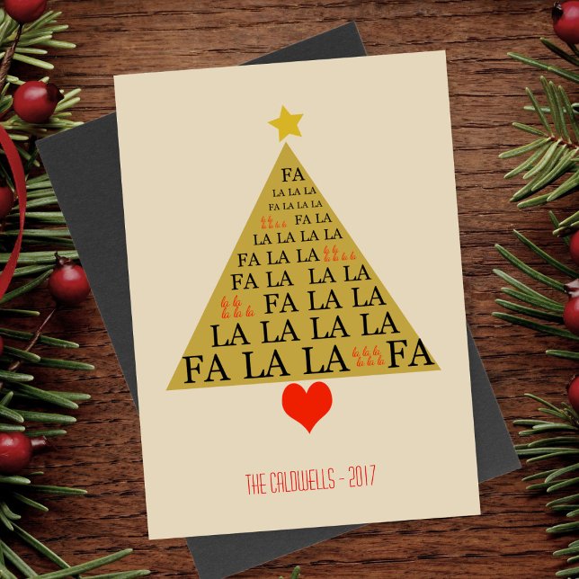 Cartes Pour Fêtes Annuelles Fa La La Gold Christmas Tree (Créateur téléchargé)