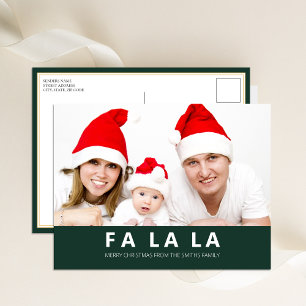 Cartes Pour Fêtes Annuelles Fa La La Green Photo de Noël moderne