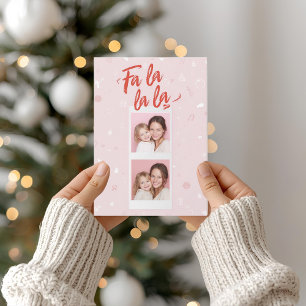 Cartes Pour Fêtes Annuelles Fa La La La Blush rose moderne Photo de Noël