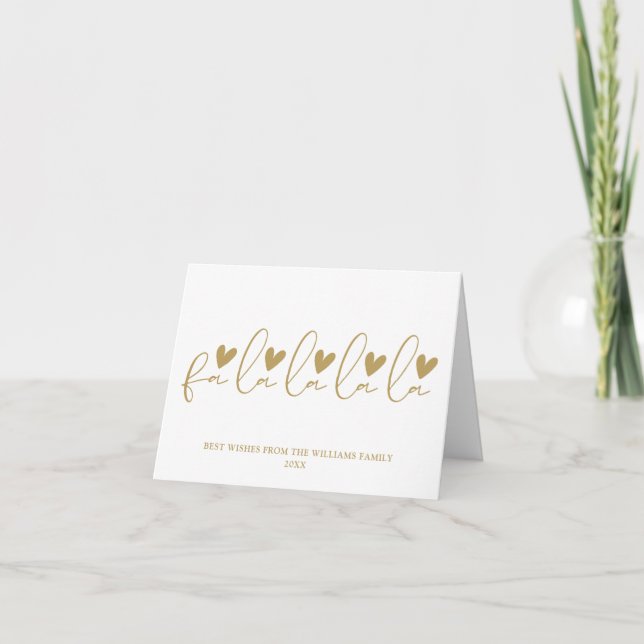 Cartes Pour Fêtes Annuelles Fa La La La La Gold Script Noël (Devant)