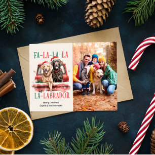 CARTES POUR FÊTES ANNUELLES FA LA LA LABRADOR CHIEN CHIEN RED TRUCK FURRY NOËL
