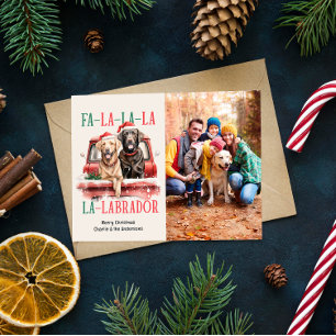 CARTES POUR FÊTES ANNUELLES FA LA LA LABRADOR CHIEN CHIEN RED TRUCK FURRY NOËL