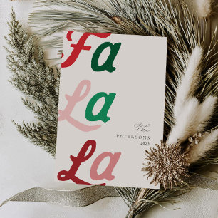 Cartes Pour Fêtes Annuelles Fa La La Modern Retro Plaid Famille Noël