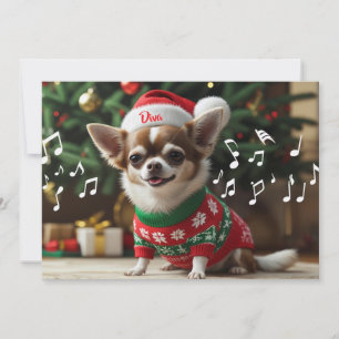Cartes Pour Fêtes Annuelles Fa La La Singing Chihuahua Personnalisé