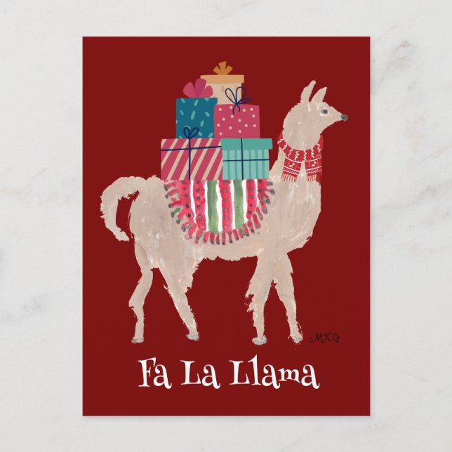Cartes Pour Fêtes Annuelles Fa La Llama Cute Animal Personnalisé Art Noël (Devant)