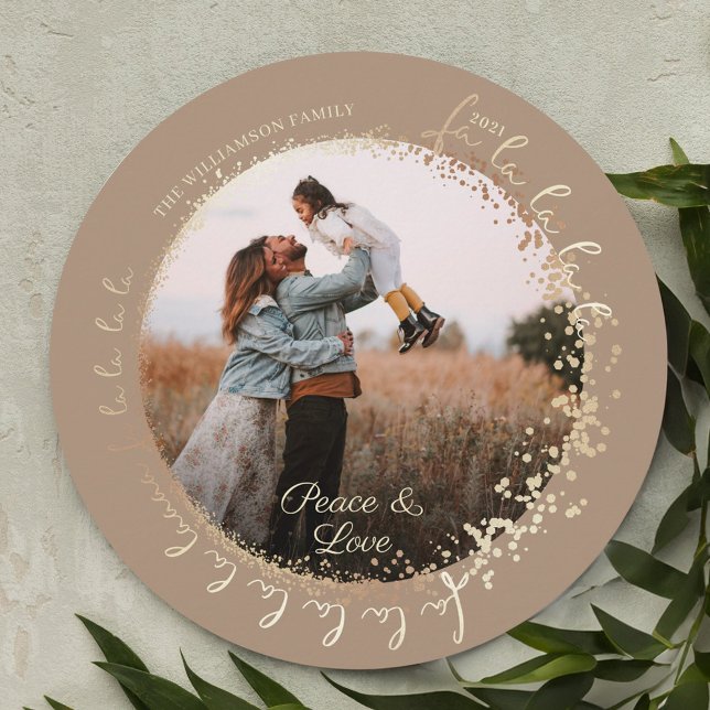 Cartes Pour Fêtes Annuelles Fa La Magic Gold Christmas Carol Song 1 Photo (Fa La La Magical Gold Christmas Carol Song 1 Photo Holiday Card)