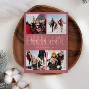 Cartes Pour Fêtes Annuelles Fabriquer des esprits rose vif Noël Multi-photo